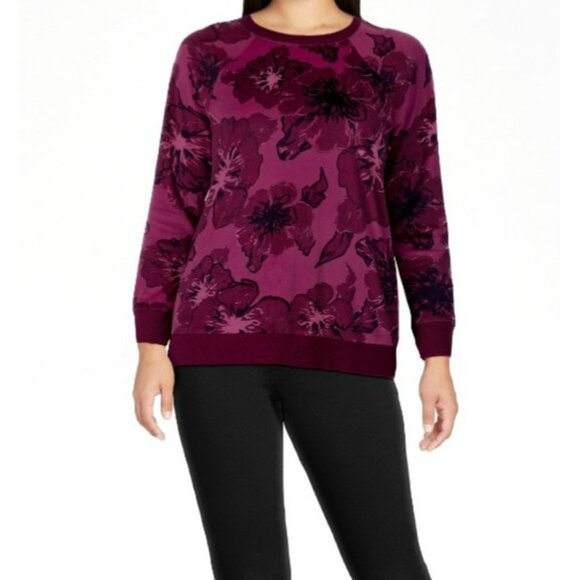 Secret Treasures Women's Velour Long Sleeve Soft Floral Sleep Top Size Small - Picture 3 of 4